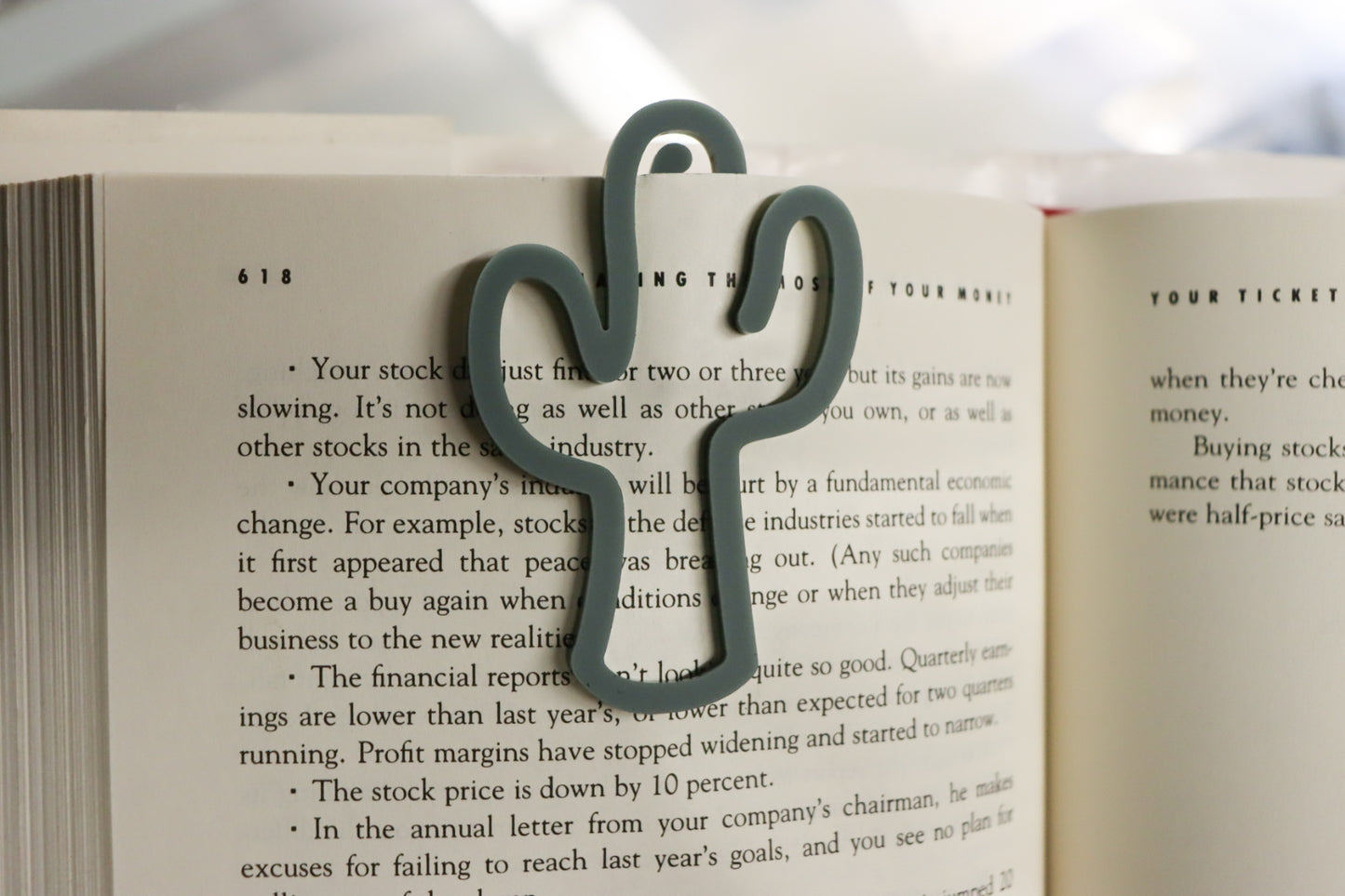 Cactus acrylic bookmark, paper clip, bag clip