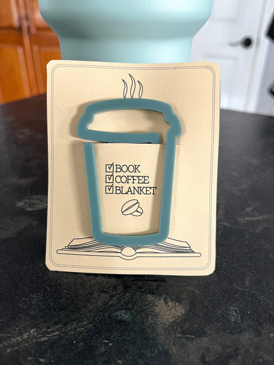 Coffee cup acrylic bookmark, paper clip, bag clip
