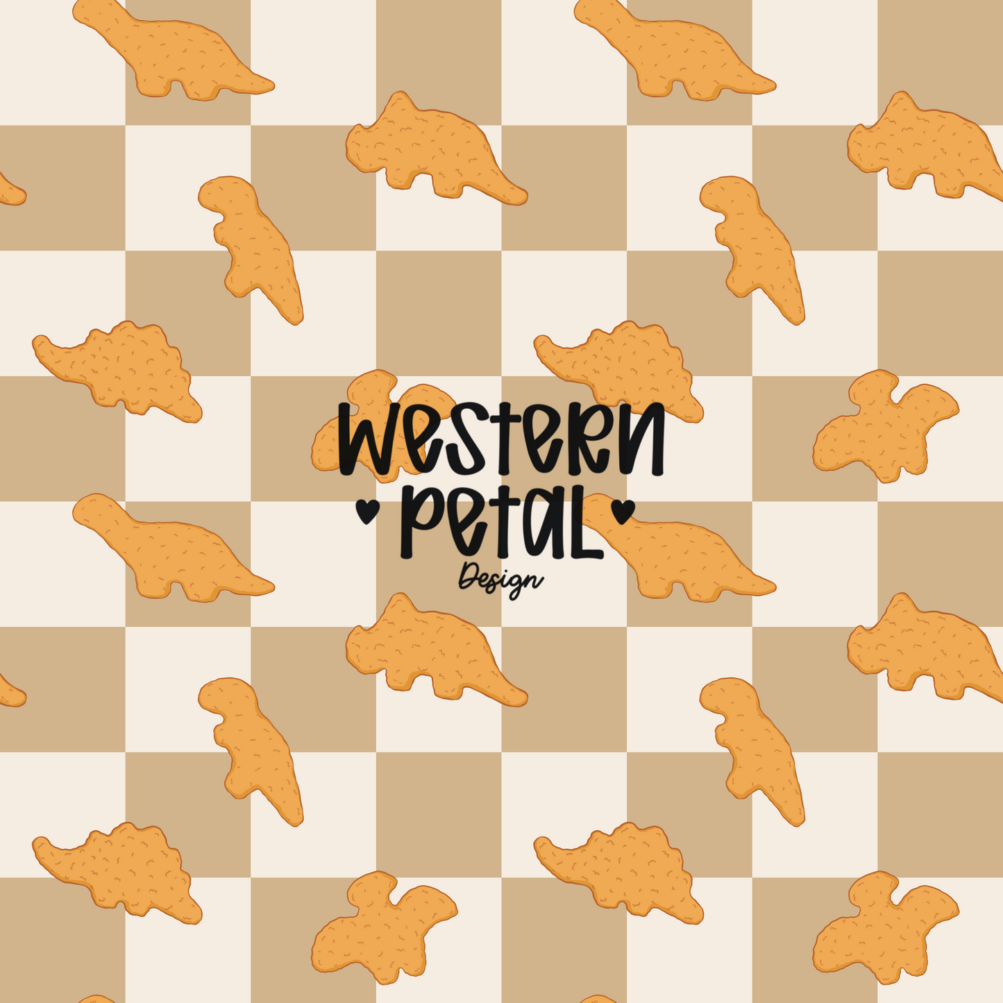 Dinosaur Nugget Seamless Pattern PNG | Checkerboard Dino Nuggets Digital Paper
