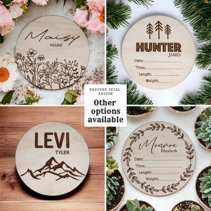 Mountains name announcement round photo prop