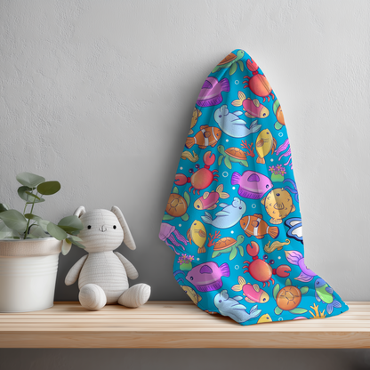Ocean Animals Seamless Pattern PNG - Blue Background
