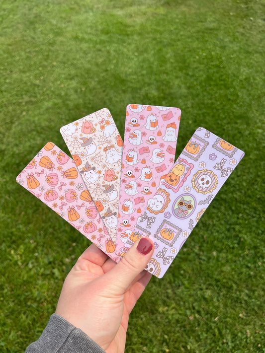 Pastel Halloween Bookmarks – Cute Ghosts & Pumpkins | Laminated 2x6” Kawaii Fall Reading Accessories