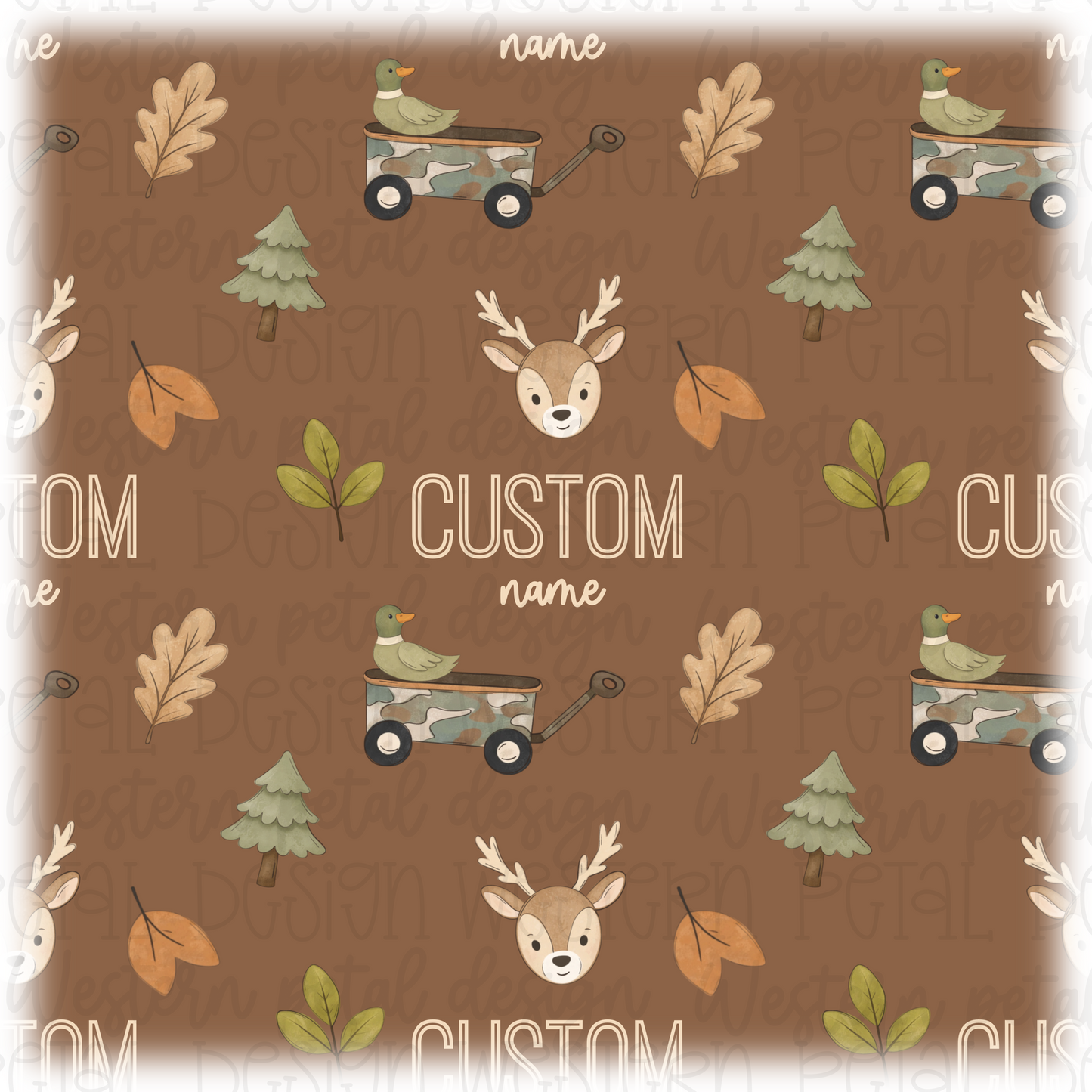 Custom Woodland Name Seamless Pattern