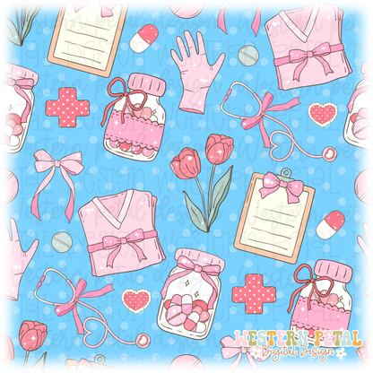 Nurse Coquette Seamless Pattern PNG