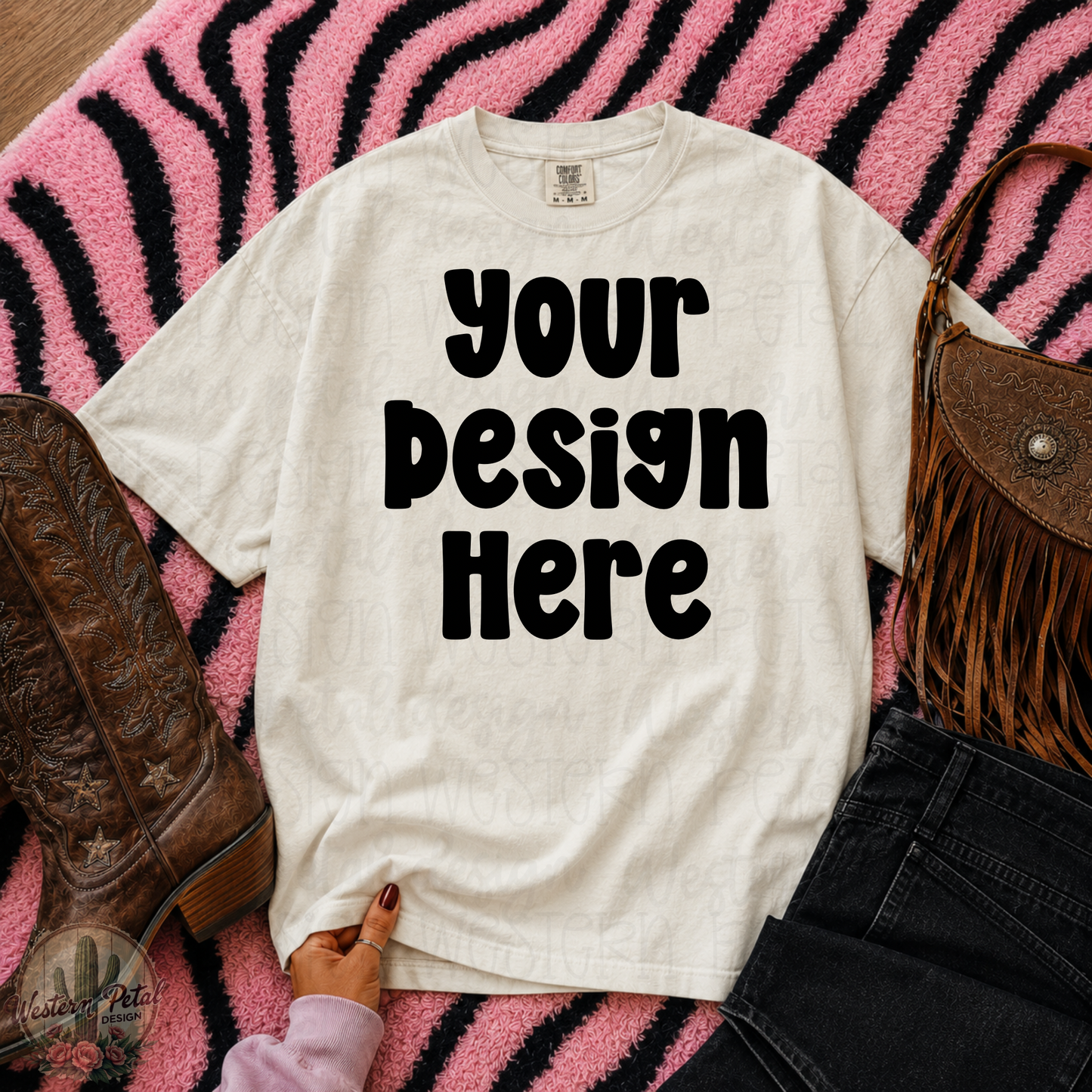 Ivory CC Pink Zebra Print Flat Lay Mockup