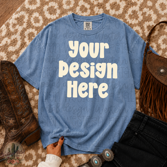Blue Jean CC Western Flat Lay Mockup