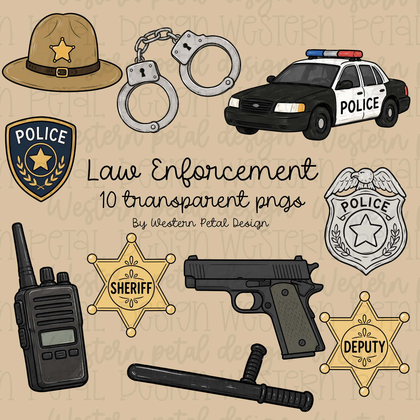 Law Enforcement Clipart Bundle | 10 PNGs