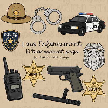 Law Enforcement Clipart Bundle | 10 PNGs