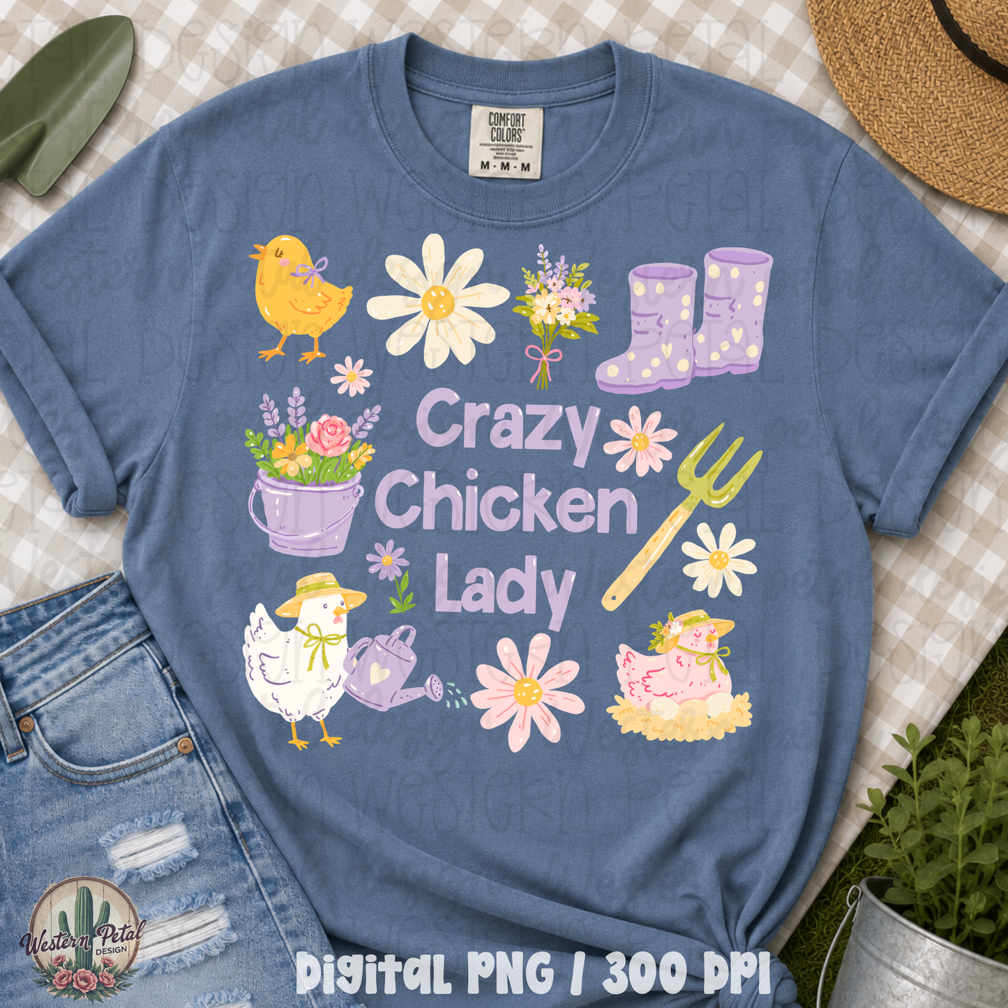Crazy Chicken Lady PNG