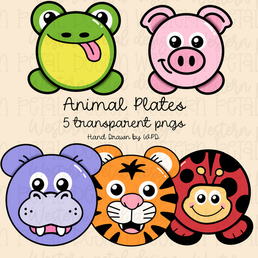 Zoo Plates Hand Drawn Mini Clipart Bundle