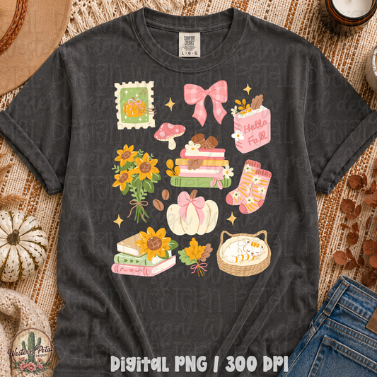 Bookish Fall Girly Collage PNG