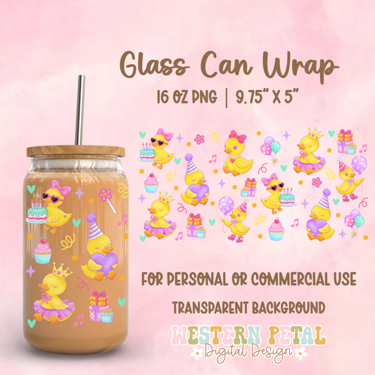 Birthday Ducks Glass Can Wrap PNG