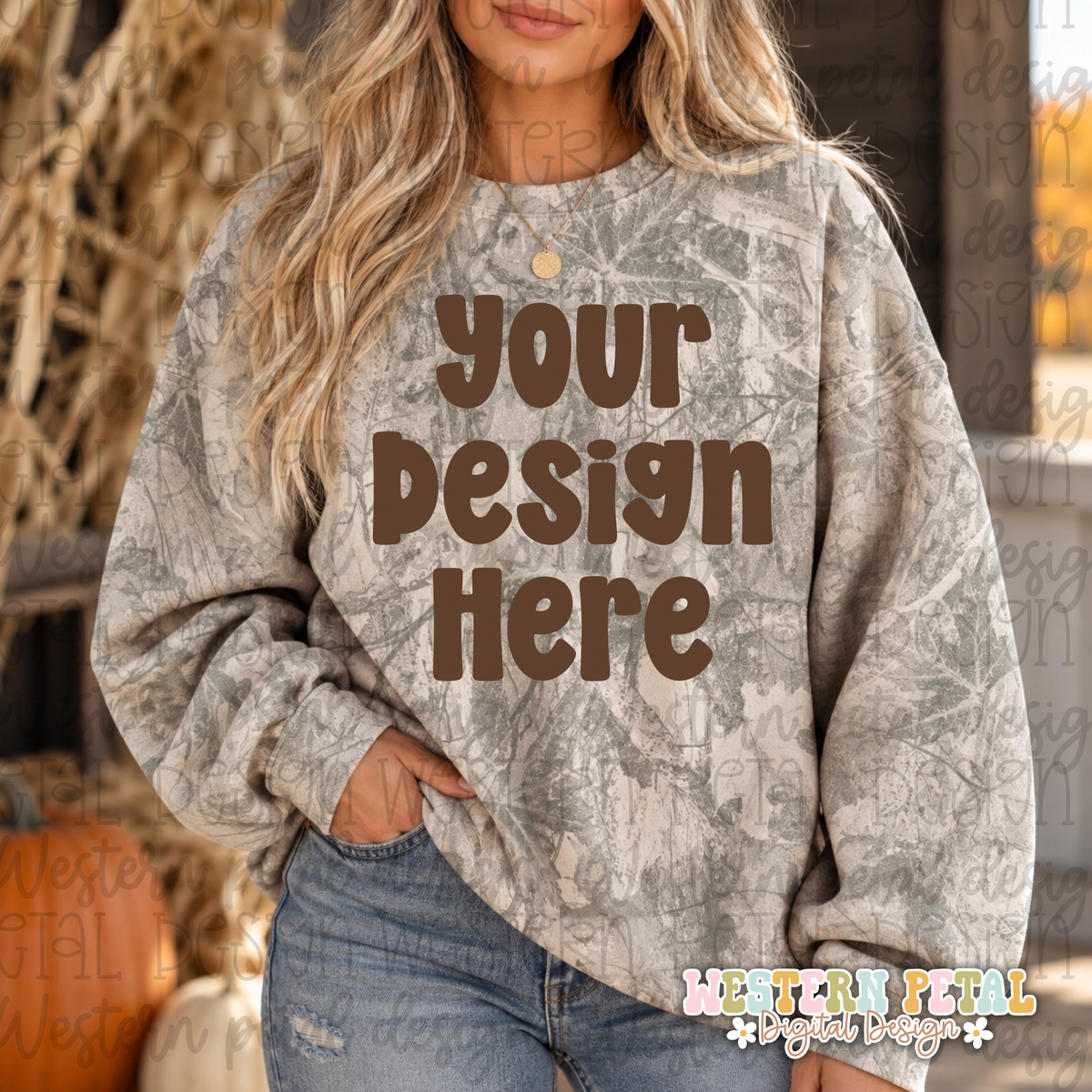 Light Camo Crewneck Mockup