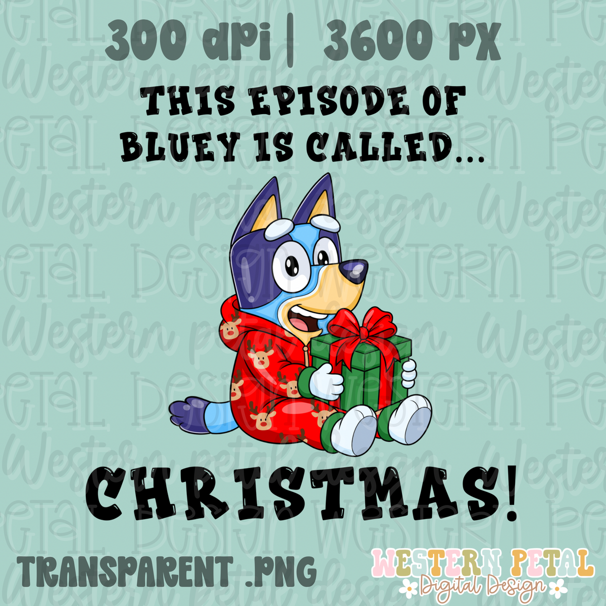 Blue Dog Christmas PNG