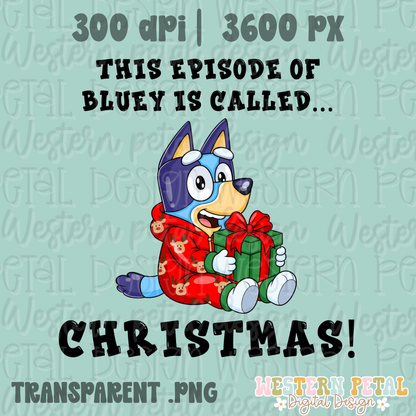 Blue Dog Christmas PNG