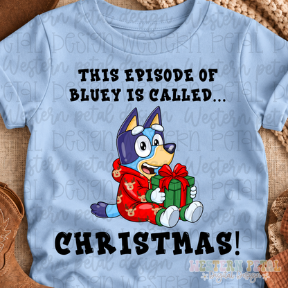 Blue Dog Christmas PNG