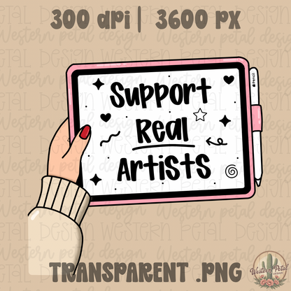 Support Real Artists Digital PNG Design