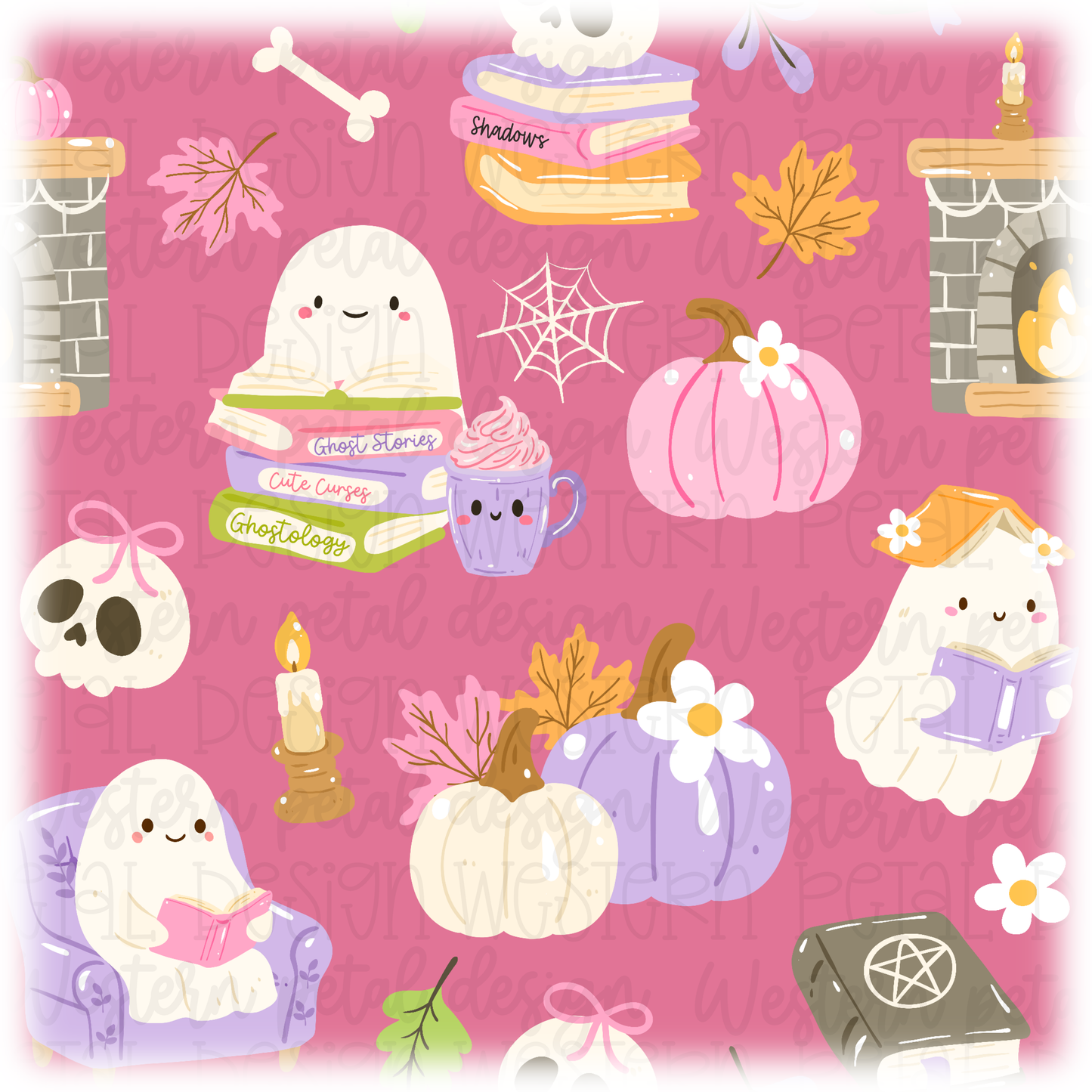 Cute Halloween Ghost Seamless Pattern PNG