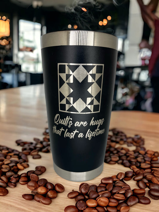 Quilts are hugs 20 oz coffee tumbler