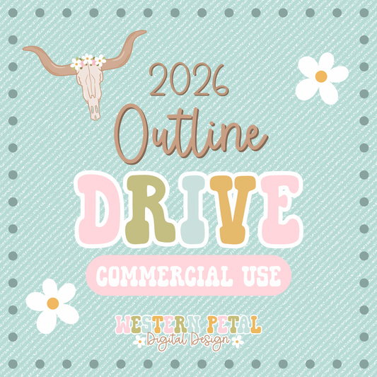 2026 Hand Drawn Outline Drive | Bold Outline PNG Bundle | Procreate Color Fill | Commercial Use