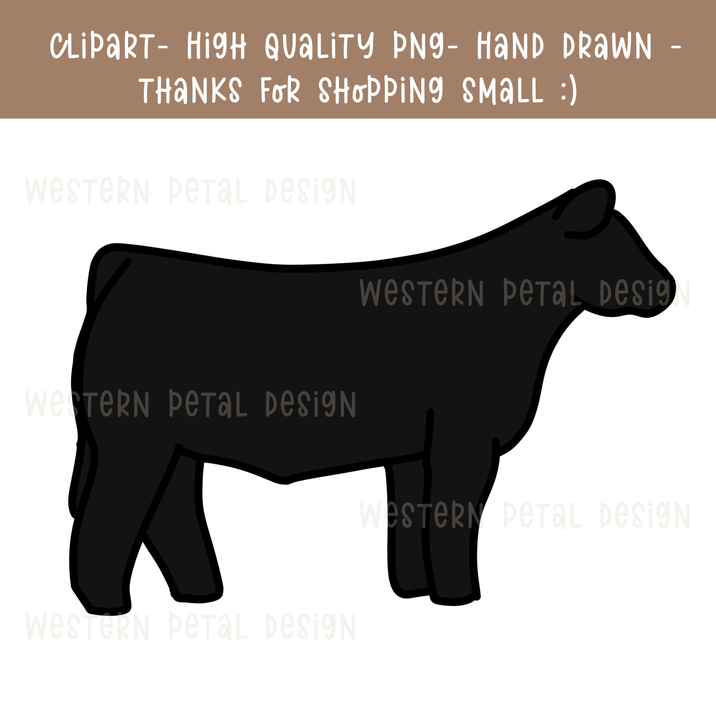 Black steer clipart | Hand drawn - Western Petal Design