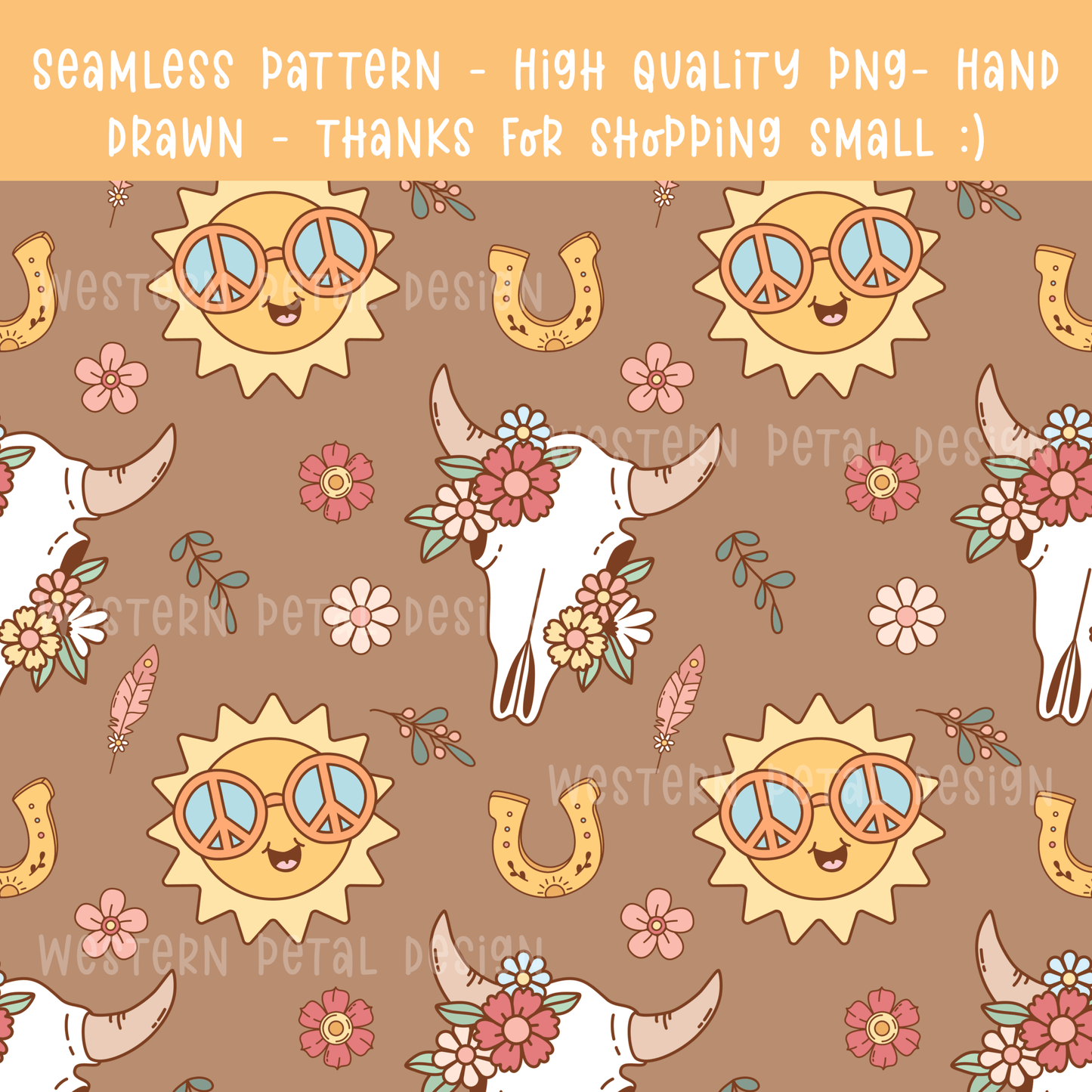 Boho Western Seamless File - Western Petal Design