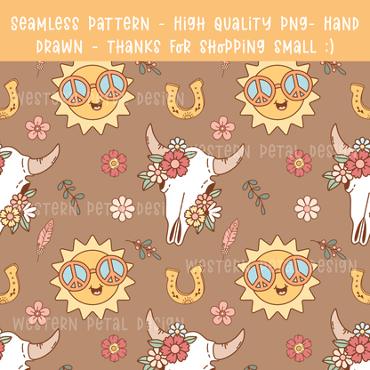 Boho Western Seamless File - Western Petal Design