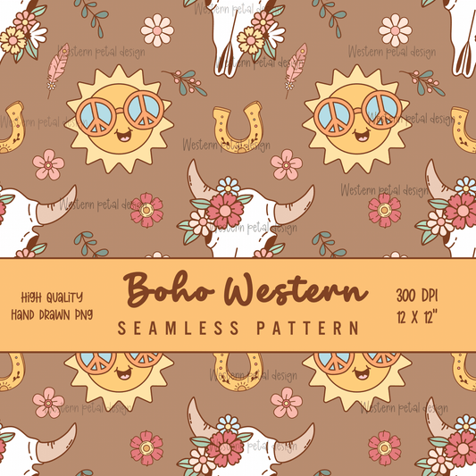 Boho Western Seamless File - Western Petal Design