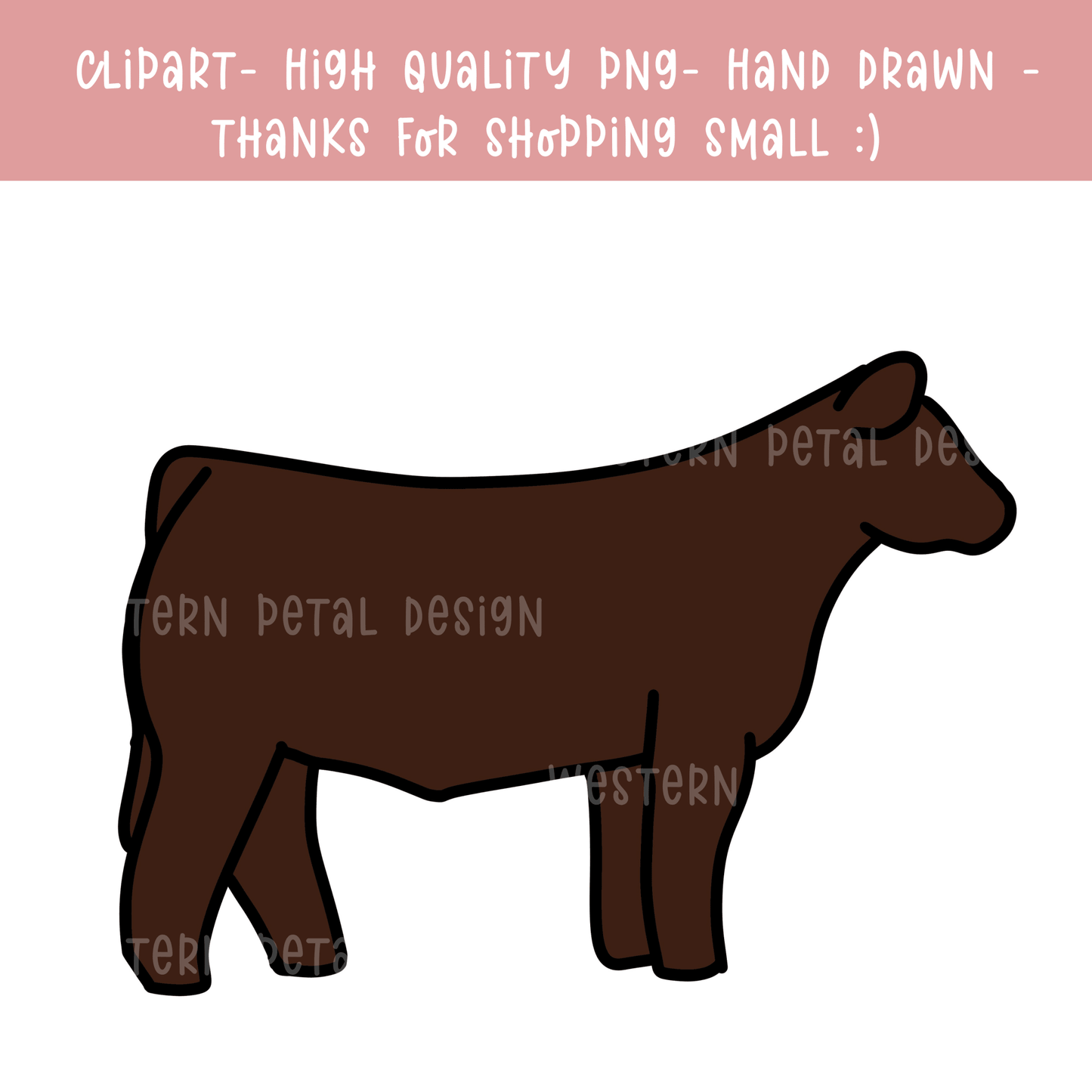 Brown steer clipart | Hand drawn - Western Petal Design
