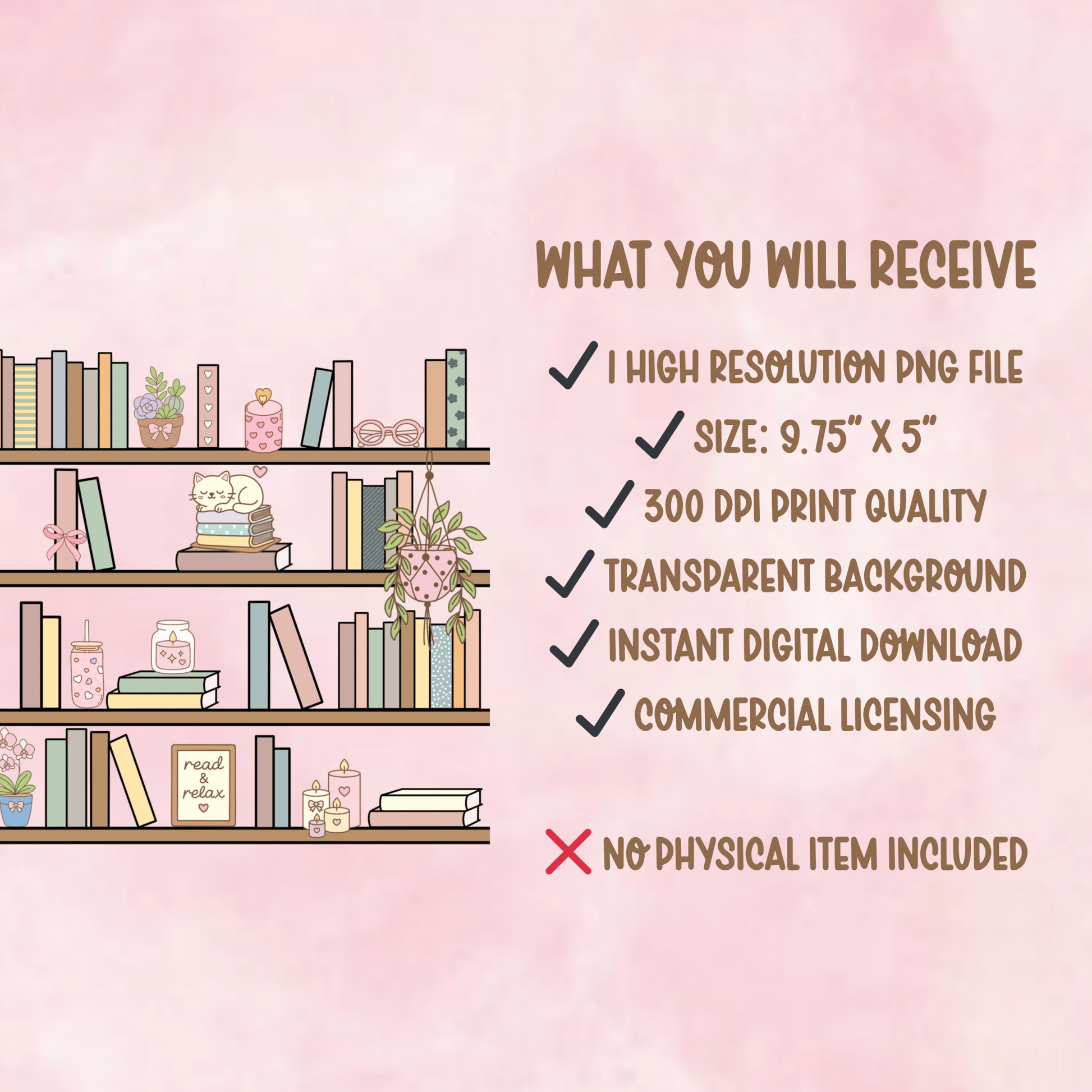 Cozy Bookshelf 16oz Glass Can Wrap PNG | Book Lover Design (Digital Download) - Western Petal Design