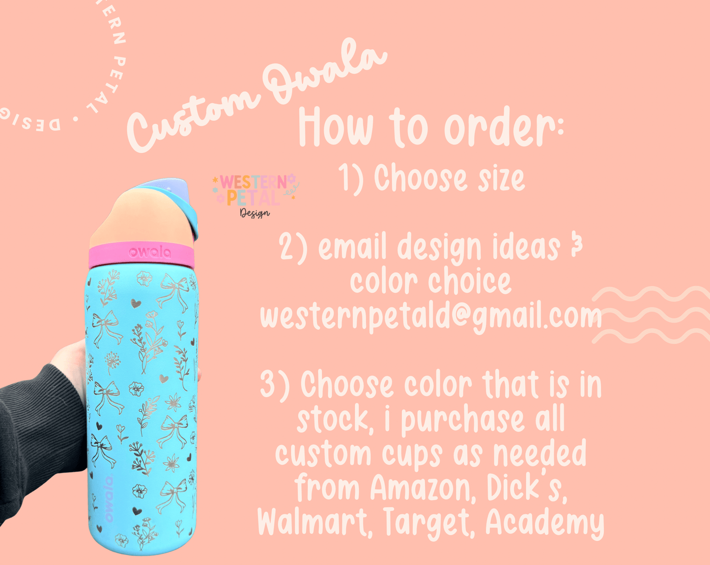 Custom Engraved Owala FreeSip Tumbler – 24 / 32 / 40 oz - Western Petal Design