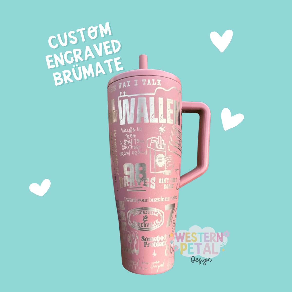 Custom Laser - Engraved BrüMate Era Tumbler (30 oz & 40 oz) - Western Petal Design