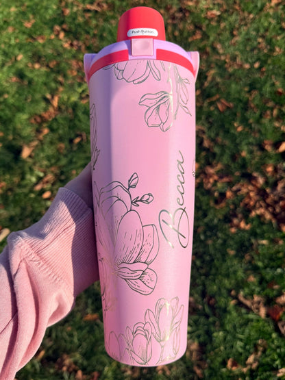 Customized Owala Freesip | Strawberry Shortcake Color | Name Added | 30 or 40 oz - Western Petal Design