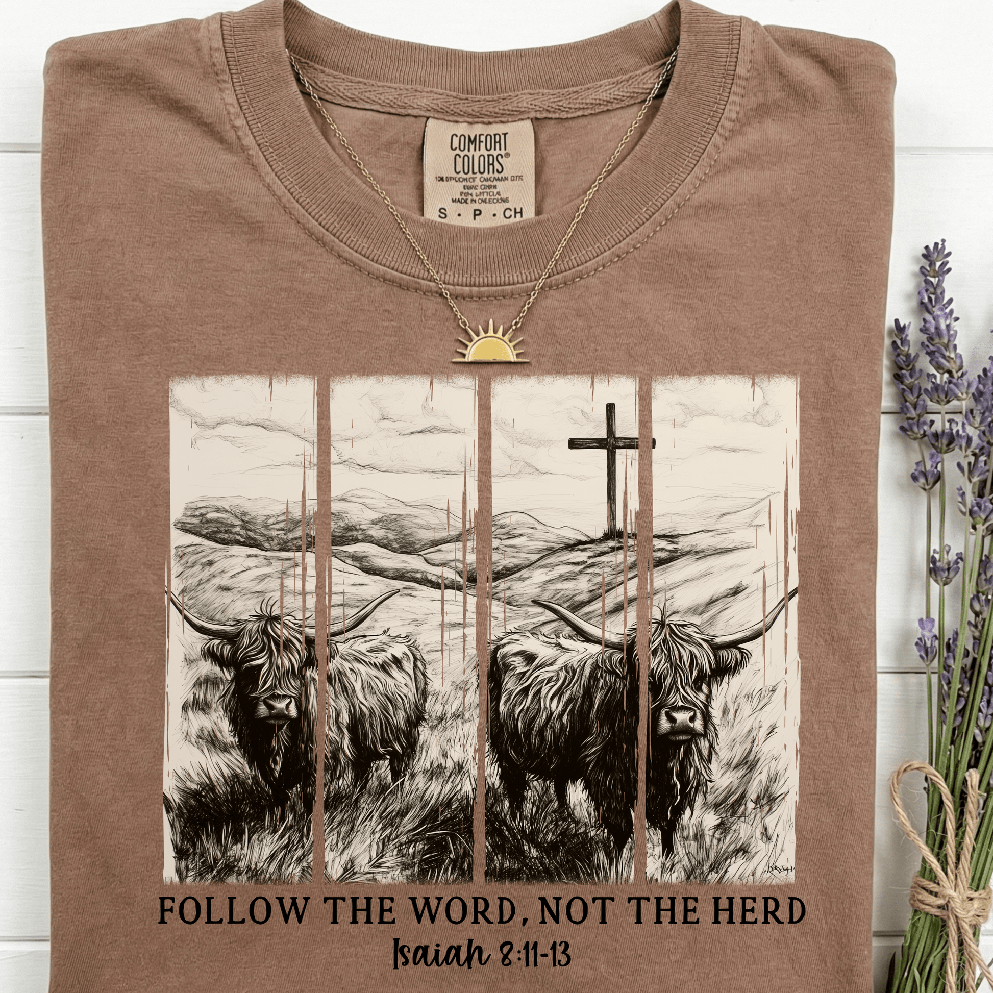 Follow the Word Not the Herd Graphic Tee – Western Faith Cow Shirt - Western Petal Design