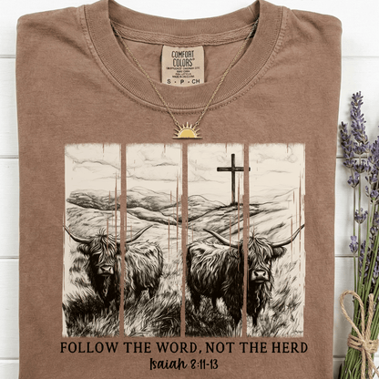 Follow the Word Not the Herd Graphic Tee – Western Faith Cow Shirt - Western Petal Design
