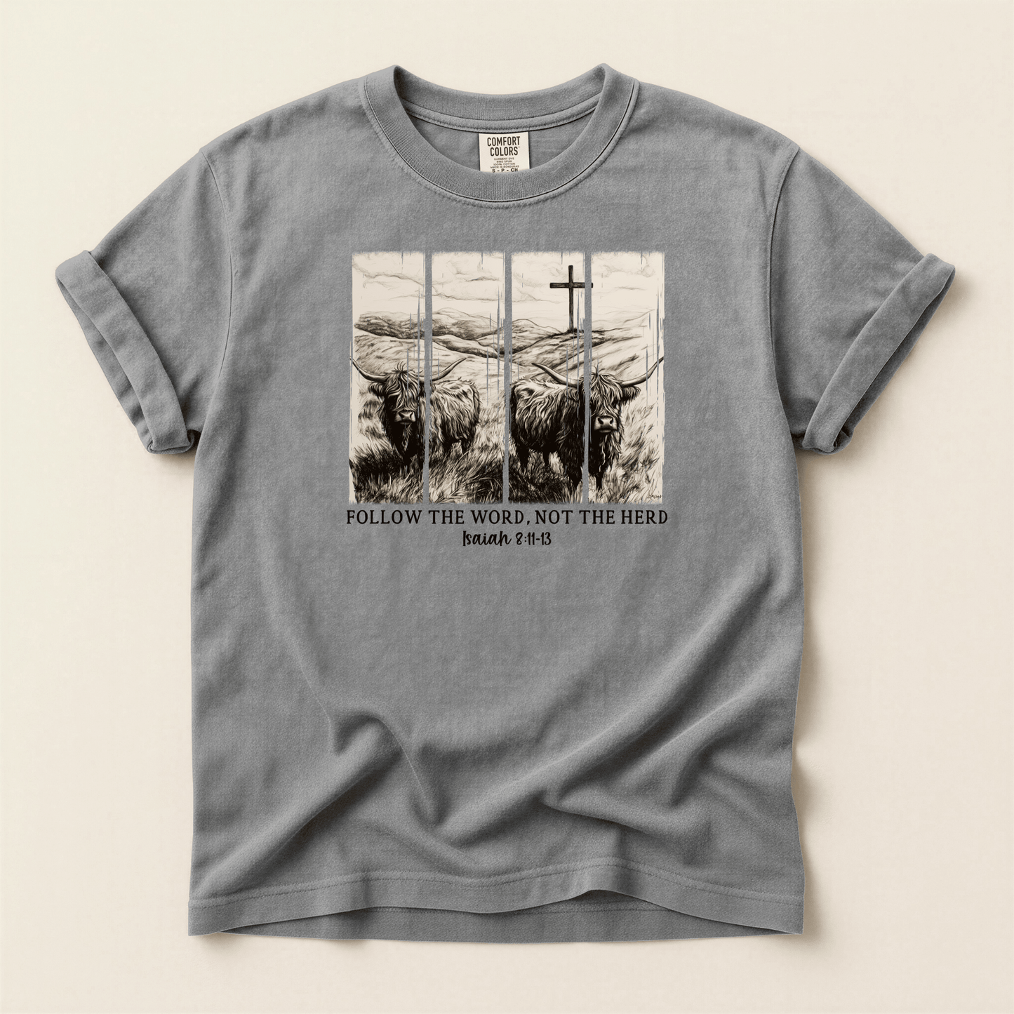 Follow the Word Not the Herd Graphic Tee – Western Faith Cow Shirt - Western Petal Design