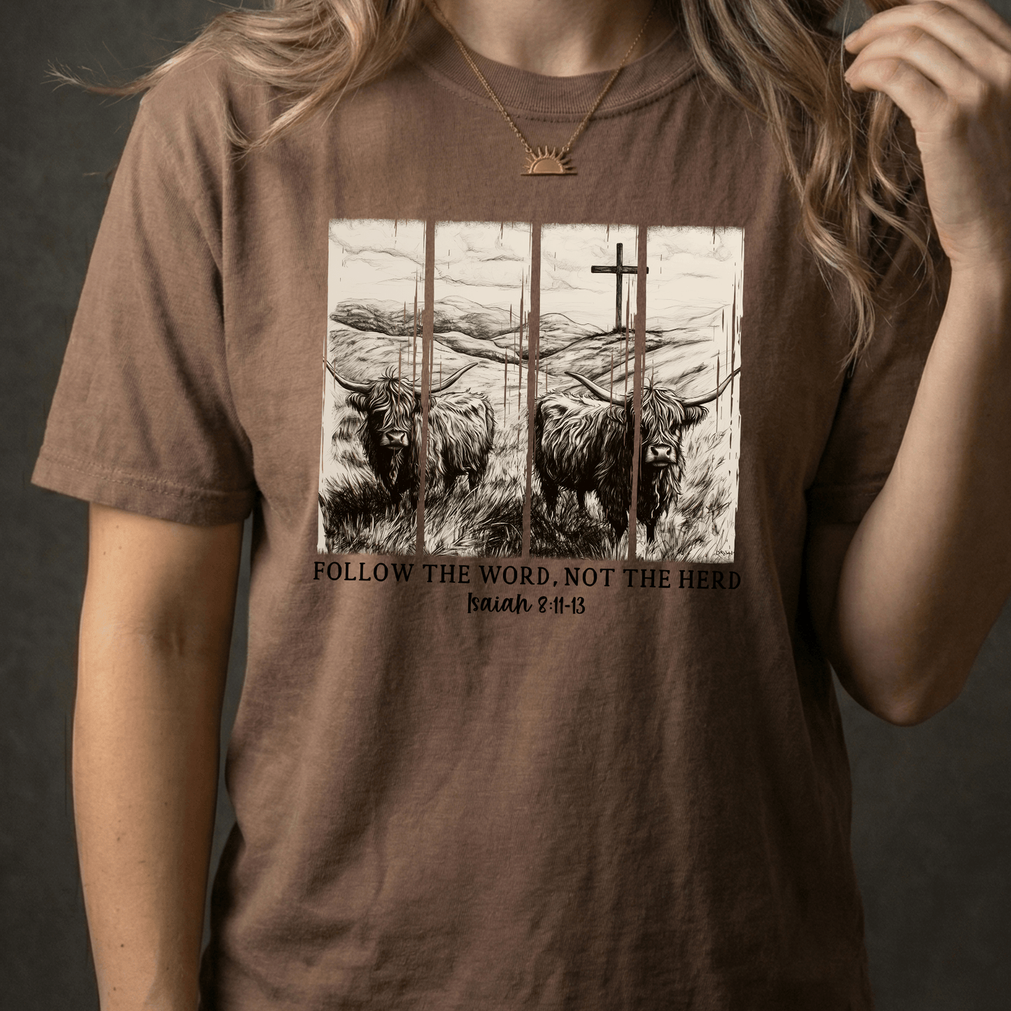 Follow the Word Not the Herd Graphic Tee – Western Faith Cow Shirt - Western Petal Design