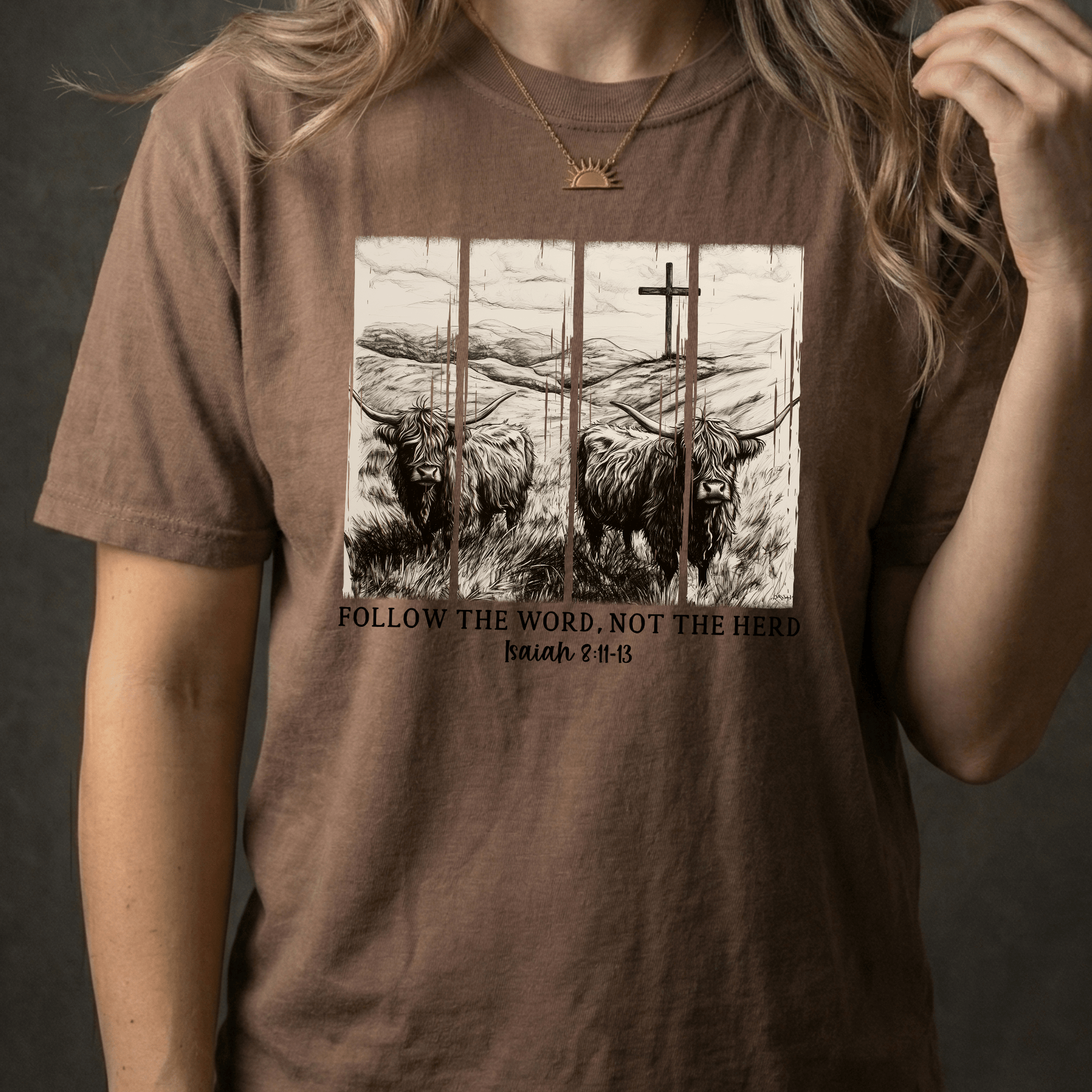 Follow the Word Not the Herd Graphic Tee – Western Faith Cow Shirt - Western Petal Design