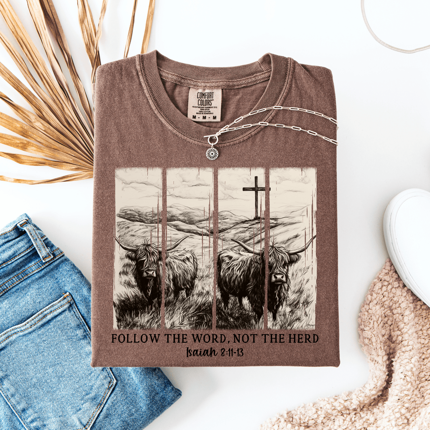 Follow the Word Not the Herd Graphic Tee – Western Faith Cow Shirt - Western Petal Design
