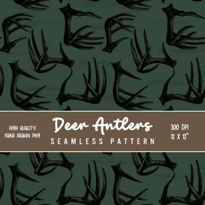 Green Antlers seamless file - Western Petal Design