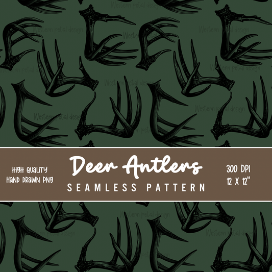 Green Antlers seamless file - Western Petal Design