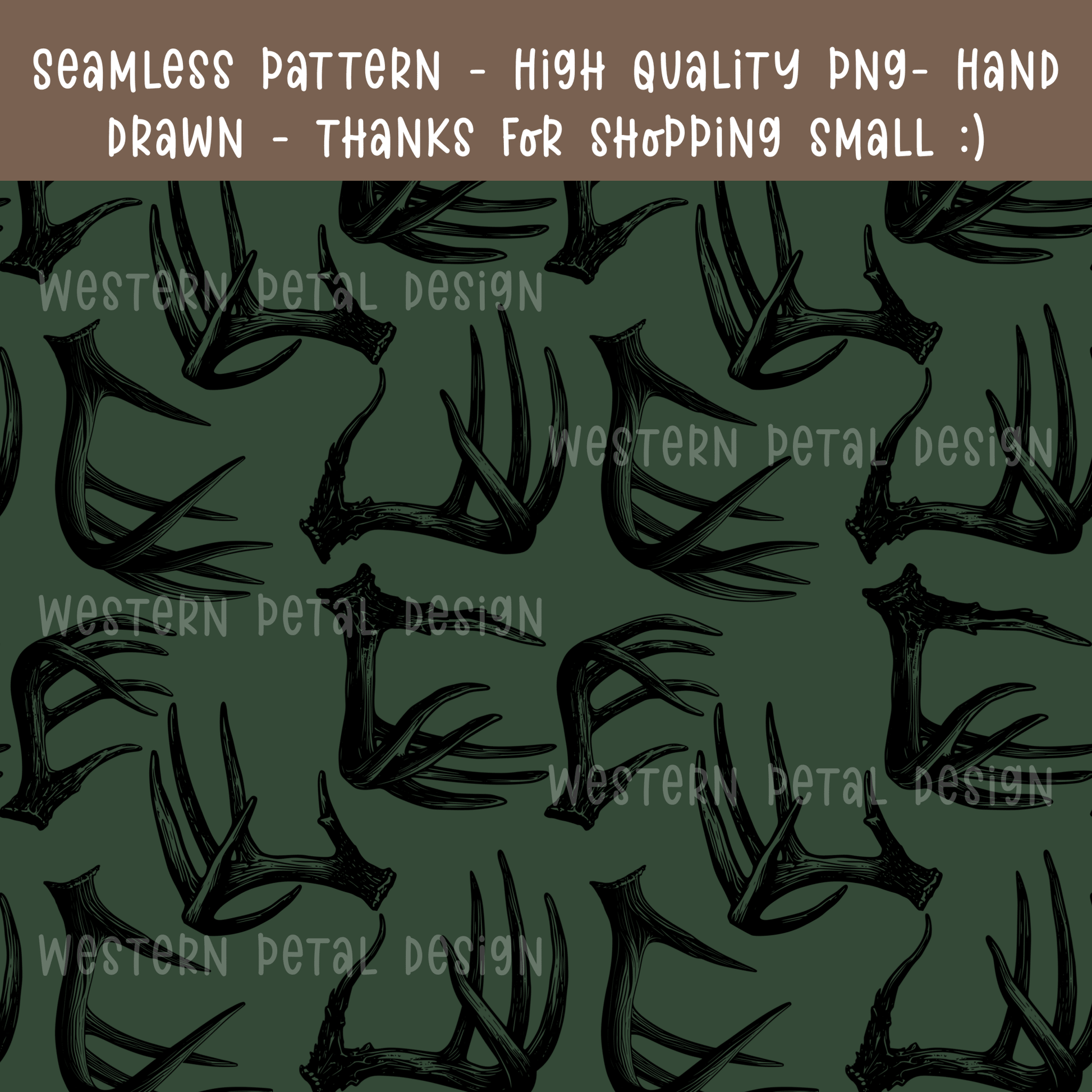 Green Antlers seamless file - Western Petal Design