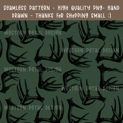 Green Antlers seamless file - Western Petal Design