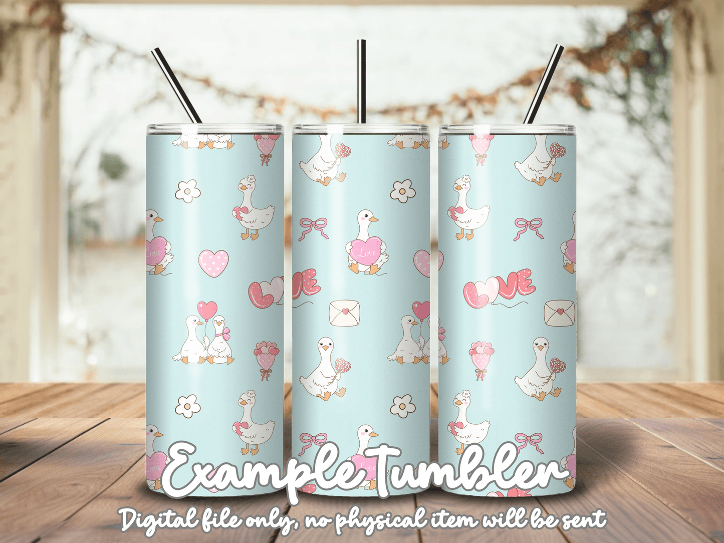 Hand Drawn Valentine Goose Seamless Pattern | 12x12” 300 DPI Digital Paper | Cute Love Ducks Background for Sublimation, Scrapbooking, Craft - Western Petal Design