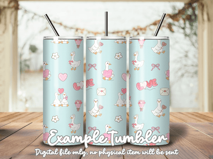 Hand Drawn Valentine Goose Seamless Pattern | 12x12” 300 DPI Digital Paper | Cute Love Ducks Background for Sublimation, Scrapbooking, Craft - Western Petal Design