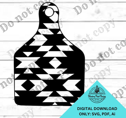 Aztec cow tag DIGITAL FILE livestock tag clipart svg pdf ai instant download laser