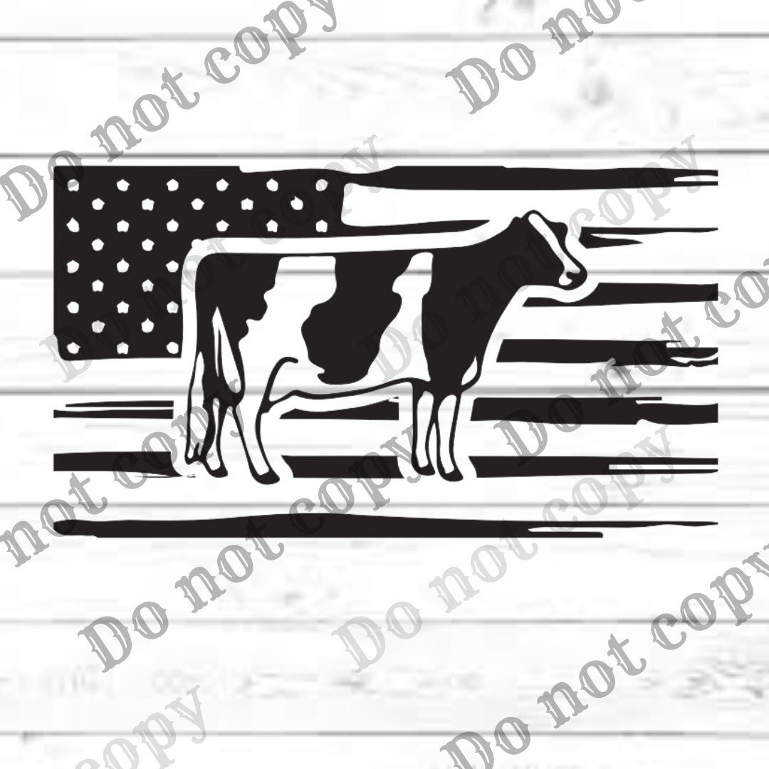 Holstein Cow American Flag Clip Art, Rustic Farmhouse Decor (Digital Download)