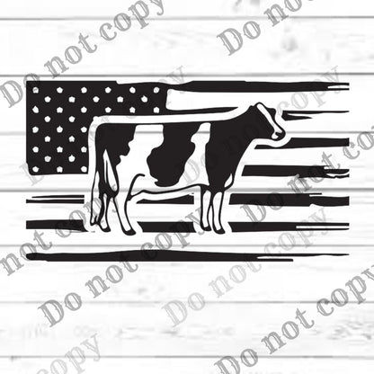 Holstein Cow American Flag Clip Art, Rustic Farmhouse Decor (Digital Download)