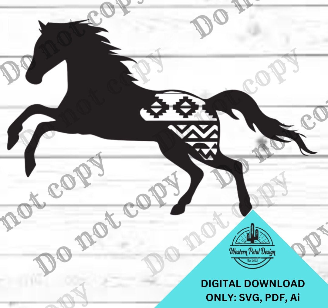 Aztec Western Horse Silhouette | Farmhouse Print (Digital Download)