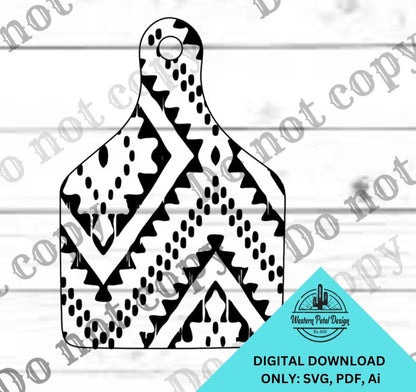 Aztec Dot Cow Tag Digital File | Livestock Tag Clipart SVG PDF AI | Instant Download for Laser & Glowforge Engraving